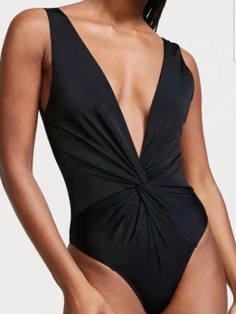 Victoria's Secret Black Twist-Front One-Piece Swimsuit